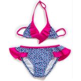 Endeep Kız Çocuk Desenli Üçgen Bikini Takımı - 11 - 12 Yaş - Mavi