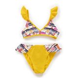 Endeep Kız Çocuk Desenli Volanlı Sarı Bikini Takımı
