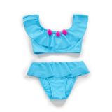 Endeep Kız Çocuk Volanlı Aksesuarlı Mavi Bikini Takımı