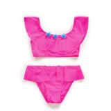 Endeep Kız Çocuk Volanlı Aksesuarlı Pembe Bikini Takımı