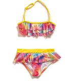 Endeep Kız Çocuk Volanlı Desenli Bikini Takımı - Pembe - 13 - 14 Yaş