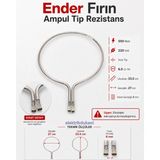 Ender Fırın Boru Rezistansı 550W (İnce Ampul Tipi) 550 Watt 220 Volt 6.5 ? Cr-Ni