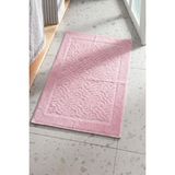 Ender Home 50X70 cm Jakarlı Dalga Desen Pamuklu Banyo Paspası - Açık Pembe
