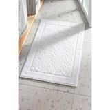 Ender Home 50X70 cm Jakarlı Dalga Desen Pamuklu Banyo Paspası - Beyaz