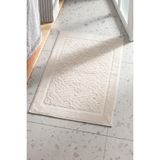 Ender Home 50X70 cm Jakarlı Dalga Desen Pamuklu Banyo Paspası - Ekru