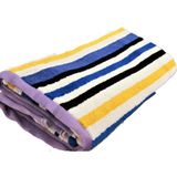 Ender Home 70x140 Rengarenk İplik Boya Bordürlü Bukle Banyo Havlusu - 70 x 140 cm - Mor