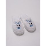 Ender Home Bunny Sevimli Pofuduk Terlik – %100 Pamuk Kaymaz Taban , Yüksek Su Emicilik - Beyaz