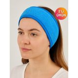 Ender Home CottonVerse 2'li Havlu Saç Bandı – %100 Pamuk ve Süper Emici - Standart - Mavi