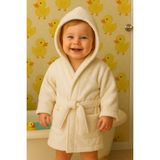 Ender Home CottonVerse Bebek & Çocuk Kapşonlu Bornoz – %100 Pamuk, Unisex - 0 - 2 Yaş - Ekru