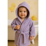 Ender Home CottonVerse Bebek & Çocuk Kapşonlu Bornoz – %100 Pamuk, Unisex - 0 - 2 Yaş - Lila