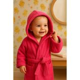 Ender Home CottonVerse Bebek & Çocuk Kapşonlu Bornoz – %100 Pamuk, Unisex - 3 - 4 Yaş - Fuşya