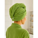 Ender Home CottonVerse Düğmeli %100 Pamuk Saç Kurulama Bonesi - Yeşil - 25 x 65 cm