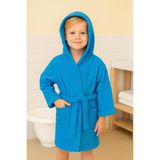 Ender Home CottonVerse Genç & Çocuk Kapşonlu Bornoz – %100 Pamuk, Unisex - 11 - 12 Yaş - Turkuaz