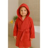 Ender Home CottonVerse Genç & Çocuk Kapşonlu Bornoz – %100 Pamuk, Unisex - 7 - 8 Yaş - Kırmızı