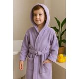 Ender Home CottonVerse Genç & Çocuk Kapşonlu Bornoz – %100 Pamuk, Unisex - 7 - 8 Yaş - Lila