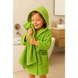 Ender Home CottonVerse Genç & Çocuk Kapşonlu Bornoz – %100 Pamuk, Unisex - 9 - 10 Yaş - Yeşil