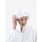 Ender Home CottonVerse Saç Kurulama Bonesi – %100 Pamuk , Fiyonklu - Beyaz - 25 x 40 cm