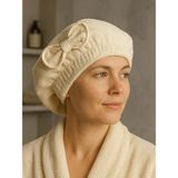 Ender Home CottonVerse Saç Kurulama Bonesi – %100 Pamuk , Fiyonklu - Ekru - 25 x 40 cm