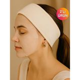 Ender Home DreamSoft 2'li Kadife Dokulu Saç Bandı – Lüks Yumuşaklık & %100 Pamuk - Krem