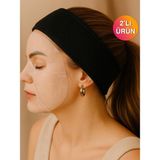 Ender Home DreamSoft 2'li Kadife Dokulu Saç Bandı – Lüks Yumuşaklık & %100 Pamuk - Siyah