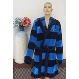 Ender Home DreamSoft Lüx Kapşonlu Bornoz – %100 Pamuk, Kadife, Unisex - 2XL - Mavi - Lacivert