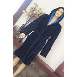 Ender Home DreamSoft Lüx Kapşonlu Bornoz – %100 Pamuk, Kadife, Unisex - 3XL - Mavi