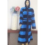 Ender Home DreamSoft Lüx Kapşonlu Bornoz – %100 Pamuk, Kadife, Unisex - M - L - Mavi - Lacivert