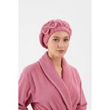 Ender Home Fiyonklu Saç Kurulama Bonesi Lastikli Bukle Baş Havlu Saç Bonesi - Pembe - 25 x 40 cm