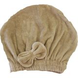 Ender Home Fiyonklu Saç Kurulama Bonesi Lastikli Triga Baş Havlu Saç Bonesi - 40 x 25 cm - Bej