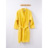 Ender Home Kimono Bornoz %100 Pamuk Unisex - S - M - Sarı