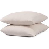Ender Home Softloom 2'li Pamuklu Penye Yastık Kılıfı – %100 Pamuklu Fermuarlı 50x70 Cm - Bej - 50 x 70 cm