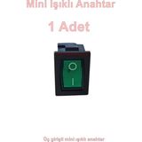 Ender Işıklı Yeşil Mini Anahtar 3 Ayaklı 10A 220V IP40 (19X17MM Derinlik 20MM Dikdörtgen)