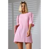 Endies Oversize Yırtmaçlı Raporlu Tunik T-Shirt 21493 Pembe