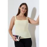 Endies Ribana Kumaş Kare Yaka Kalın Askılı Biyeli Basic Kadın Atlet T-Shirt 22018 Açık Sarı - XL