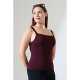 Endies Ribana Kumaş Kare Yaka Kalın Askılı Biyeli Basic Kadın Atlet T-Shirt 22018 Mürdüm