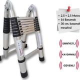 Endokon 250 + 250 cm. - 8+8 Basamaklı Teleskobik / Teleskopik Merdiven - A Tipi Uzayan Merdiven