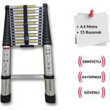 Endokon 440 cm. - 15 Basamaklı Teleskobik / Teleskopik Merdiven - I Tipi Uzayan Merdiven
