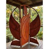 Endonezya Doğal Rattan Paravan 3 Kanatlı 165X180 cm - Dekoratif Ahşap Oda Ayırıcı Bambu Seperatör - 165 x 180 cm - Kahverengi