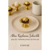 Endure 6'li Abs Dekoratif Gold Kaplama Şekerlik Kase 6'li Makaronluk Kahve Yanı Sunumluk Lokumluk - --