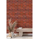 Endüstriyel Loft Görünümlü Dekoratif Kızıl Tuğla Desenli Tek Parça Tekstil Duvar Kağıdı, 200 x 300