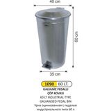 Endüstriyel Pedallı Galvaniz Çöp Kovası 60 Litre - Gri - 60LT