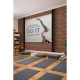 Endüstriyel Tuğla Desenli Motivasyon Yazılı Fitness Salonu Konseptli Tek Parça Tekstil Duvar Kağıdı, 400 x 240