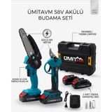 Endüstriyel Ümit Yapı Market 58V Çift Akülü Şarjlı Budama Makası ve Dal Kesme Testeresi Çantalı Set