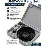 Endüstriyel Ümit Yapı Market 8 Parça Panç Seti Buat Buhat Ahşap Alçıpan Sunta Delme Buat Açma Matkap Ucu Takımı 64-127MM