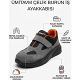 Endüstriyel Ümit Yapı Market Çelik Burunlu Süet Iş Ayakkabısı Hafif, Nefes Alabilir, Cırt Cırtlı Pratik Gri Siyah