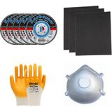 Endüstriyel Ümit Yapı Market Şantiye Başlangıç Seti | Metal Kesme Diski 115 mm + Zımpara + Eldiven + Maske
