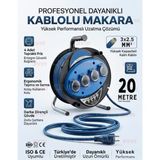 Endüstriyel Ümit Yapı Market Seyyar Kablo Makarası 3x2.5 mm 20 Metre 4'lü Topraklı Priz Uzatma Kablosu - Mavi