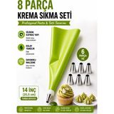 Eneci 8 Parça Silikon 6 Uçlu Sıkma Aparatlı 14" Krema Sıkma Torbası