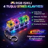 Eneci Işıklı Rgb LED 4 Tuşlu Stres Giderici Klavye Oyuncak Anahtarlık