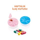 eneci RENKLİ YUVARLAK PLASTİK MAVİ-PEMBE HAFTALIK İLAÇ KUTUSU